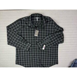 Van Heusen Size XXL (18-18.5) Wrinkle Free Reg Fit Black Gray Silver Thread